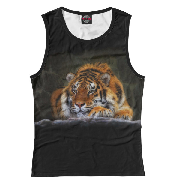 Майка для девочки с изображением Тигр цвета Белый