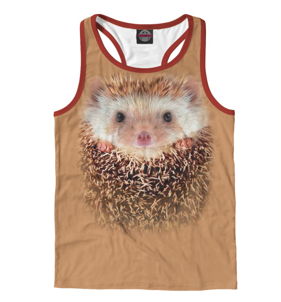 Мужская майка-борцовка с изображением Ежик цвета Белый