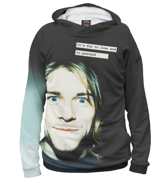 Мужское худи с изображением Курт Кобейн цвета Белый