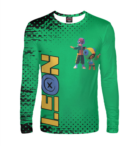 Мужской лонгслив с притом Brawl Stars цвета Белый Мужской лонгслив с изображением Brawl Stars цвета Белый