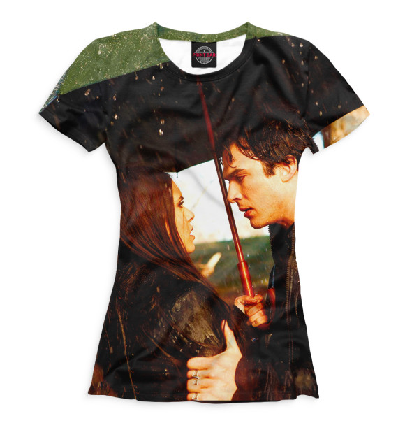 Женская футболка с изображением Дневники вампира цвета Белый