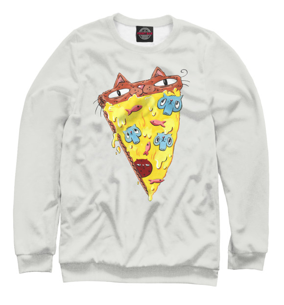 Женский свитшот с изображением Pizzacat цвета Белый