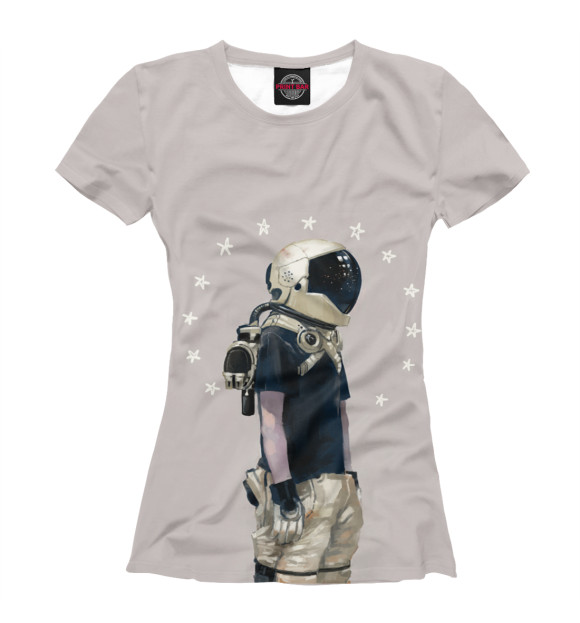 Футболка для девочек с изображением Космонавт цвета Белый