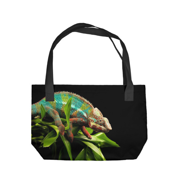 Пляжная сумка с изображением Хамелеон на ветке цвета 
