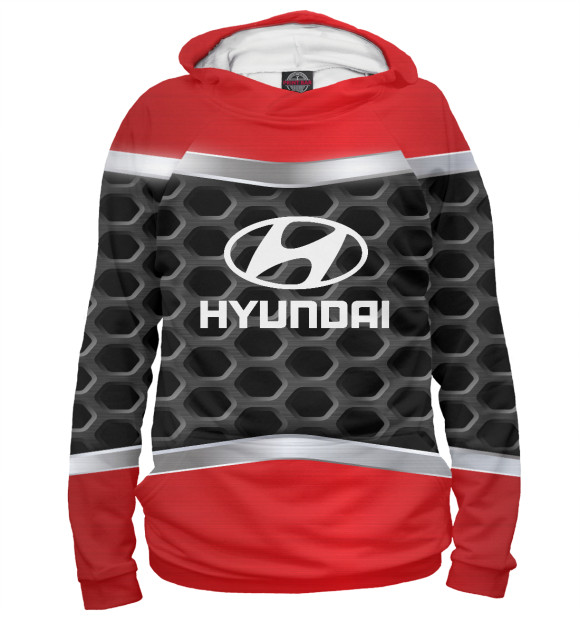 Мужское худи с изображением HYUNDAI цвета Белый