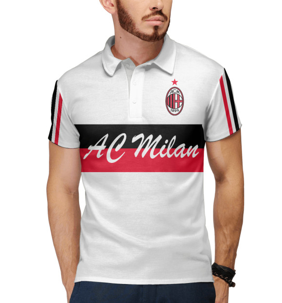 Мужское поло с изображением AC Milan цвета Белый