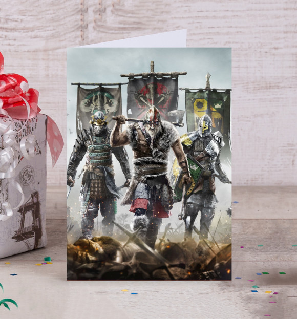 Открытка с притом For Honor цвета Белый Открытка с изображением For Honor цвета Белый