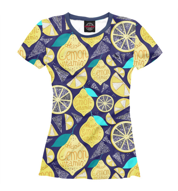 Футболка для девочек с изображением Лимоны цвета Белый