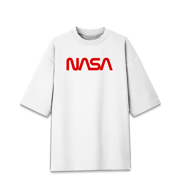 Мужская футболка оверсайз с изображением NASA цвета Белый