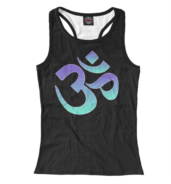 Женская майка-борцовка с притом Ом цвета Белый Женская майка-борцовка с изображением Ом цвета Белый