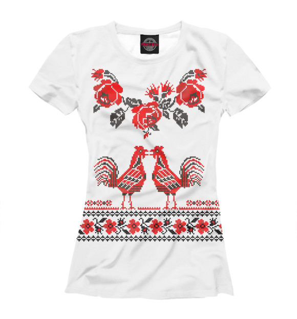 Футболка для девочек с изображением Вышивка цвета Белый