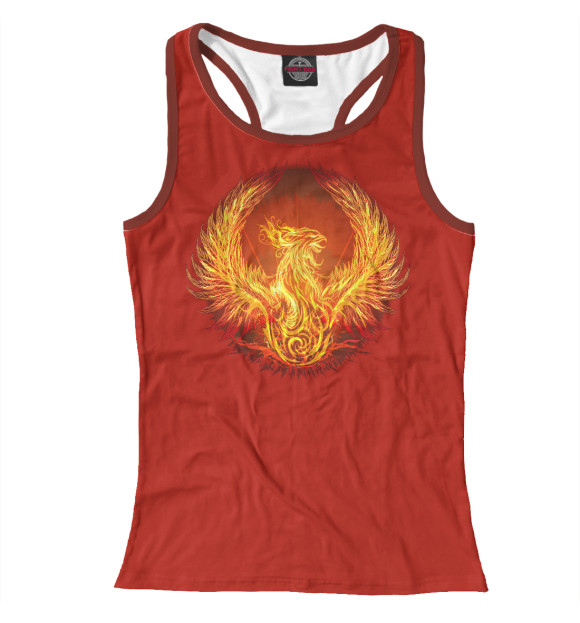 Женская майка-борцовка с изображением Золотой феникс цвета Белый