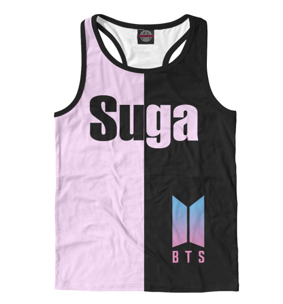 Мужская майка-борцовка с изображением BTS Suga цвета Белый