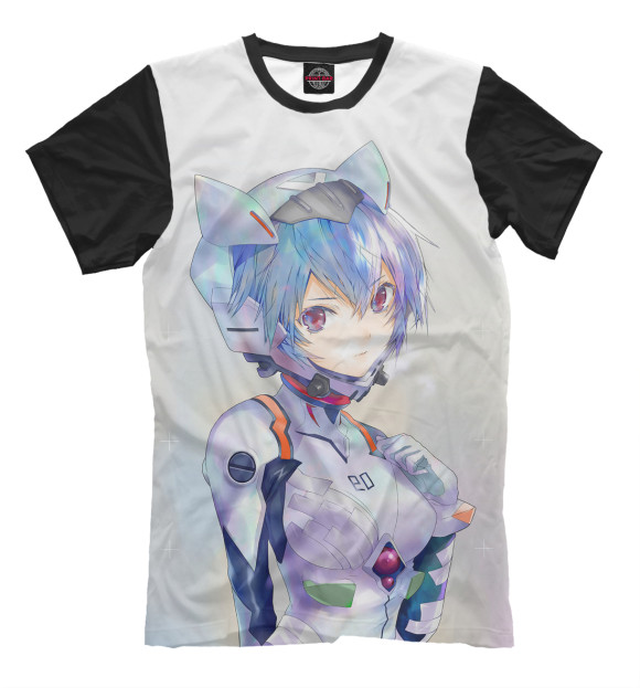 Мужская футболка с изображением Evangelion Ayanami Rei цвета Молочно-белый