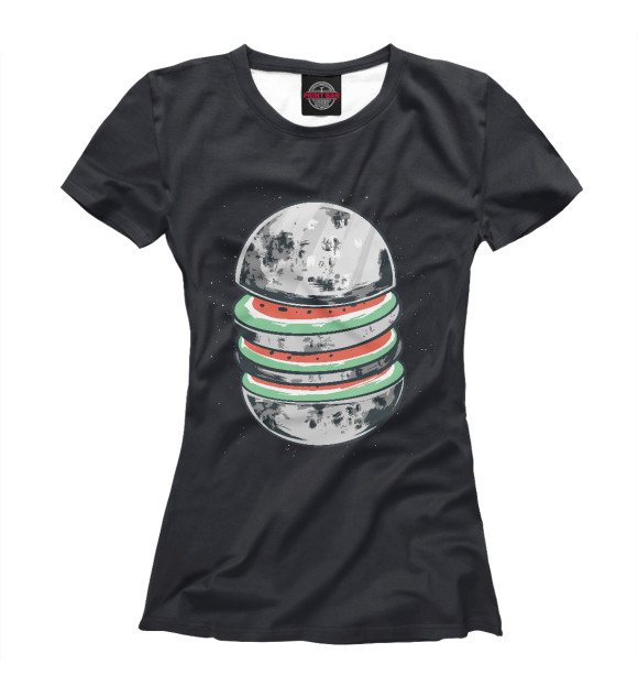 Женская футболка с изображением Арбузная луна цвета Белый