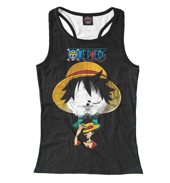 Женская майка-борцовка с изображением One Piece Большой куш цвета Белый