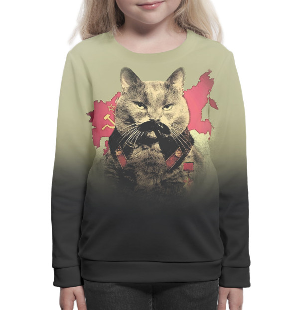 Свитшот для девочек с изображением Иосиф Сталин цвета Белый