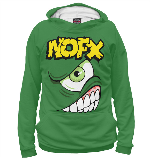 Женское худи с изображением NOFX цвета Белый