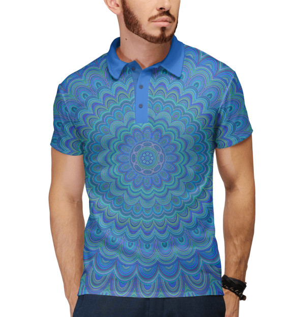 Мужское поло с изображением Blue Mandala цвета Белый