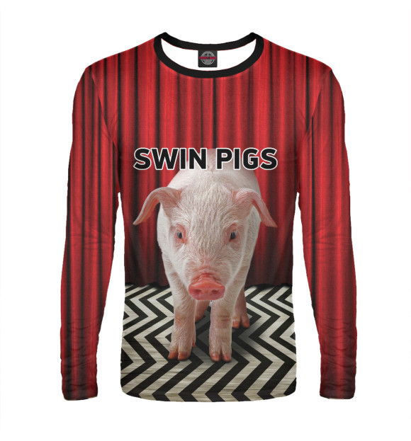 Мужской лонгслив с изображением Swin Pigs цвета Белый