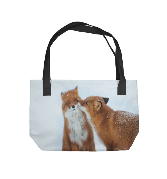 Пляжная сумка с изображением Влюбленные лисы цвета 