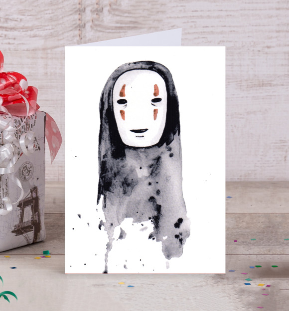 Открытка с изображением анимен цвета Белый