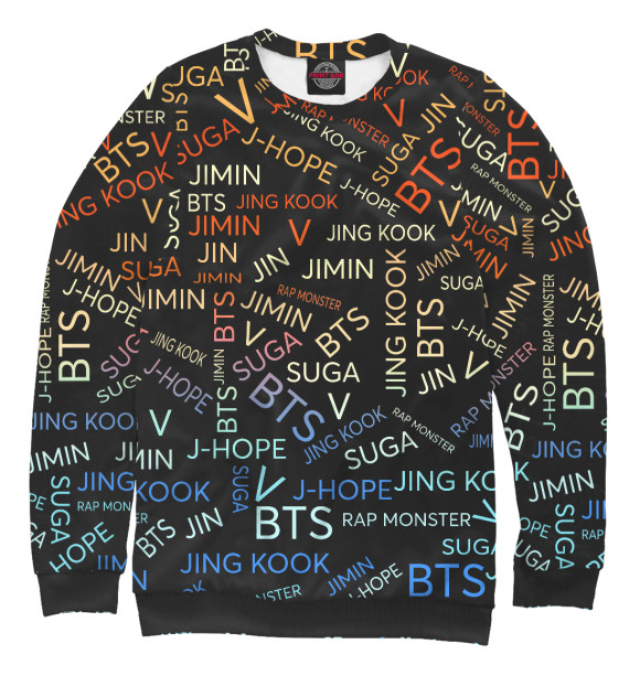 Свитшот для девочек с изображением BTS цвета Белый