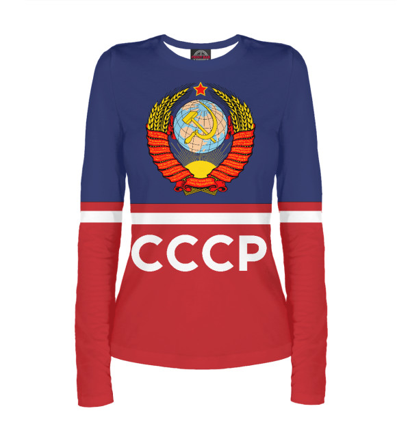 Женский лонгслив с изображением СССР герб цвета Белый