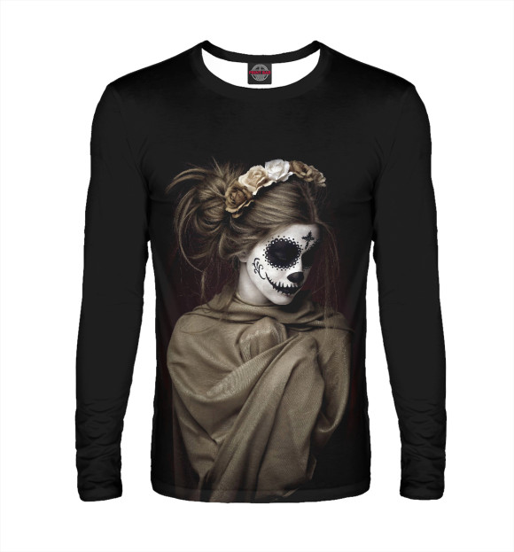 Мужской лонгслив с изображением Santa Muerte цвета Белый