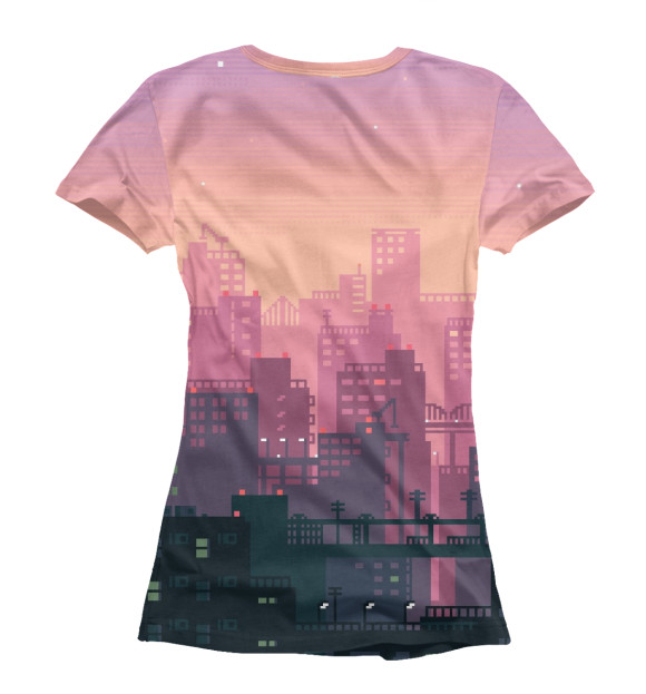 Женская футболка с изображением Пиксельный пейзаж цвета Белый