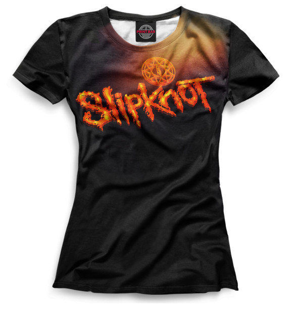 Женская футболка с изображением Slipknot цвета Белый