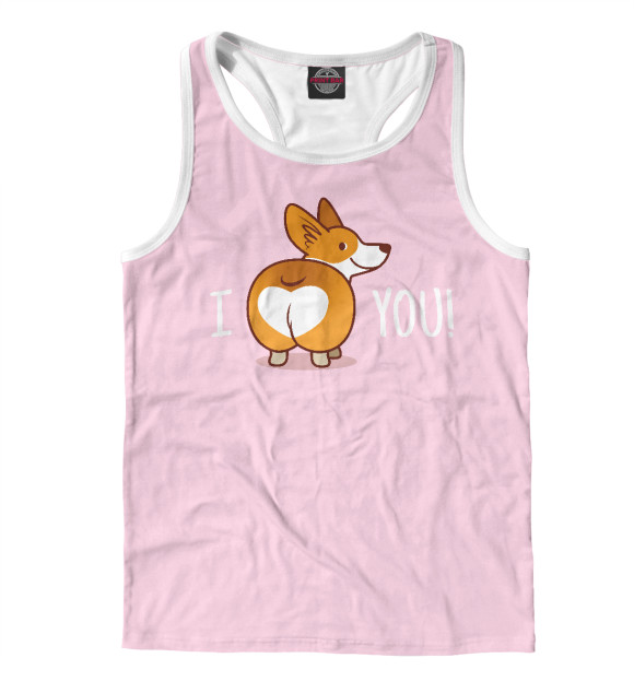 Мужская майка-борцовка с изображением Корги цвета Белый