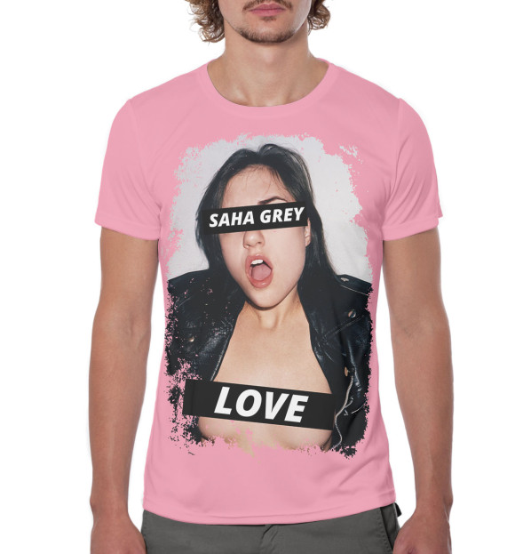 Мужская футболка с изображением Sasha Grey Love цвета Белый