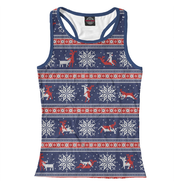 Женская майка-борцовка с изображением Свитер с оленями XXX цвета Белый