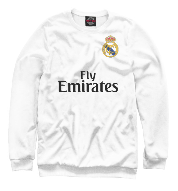 Женский свитшот с изображением Форма Реал Мадрид цвета Белый