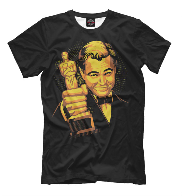 Мужская футболка с изображением Дикаприо - Оскар цвета Черный