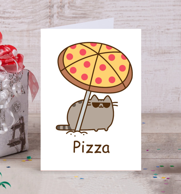 Открытка с изображением Pizza цвета Белый