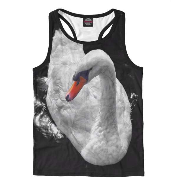 Мужская майка-борцовка с изображением Лебедь цвета Белый