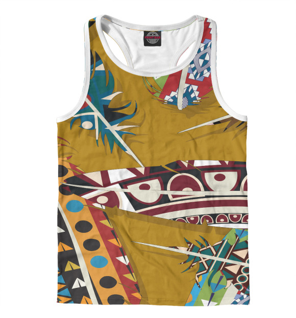 Мужская майка-борцовка с изображением Африканский стиль цвета Белый