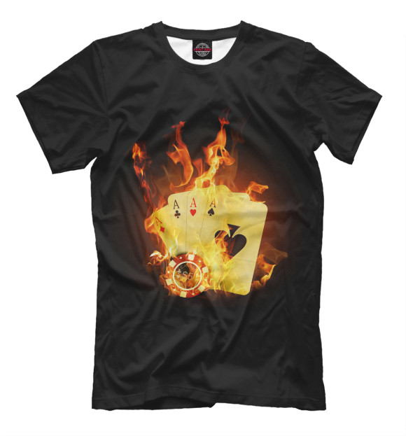 Мужская футболка с изображением Карты в огне цвета Черный