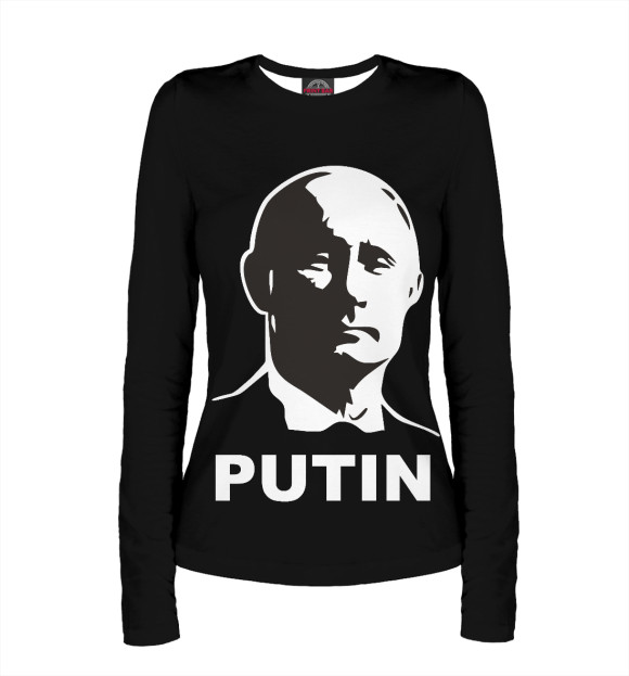Женский лонгслив с изображением Путин цвета Белый