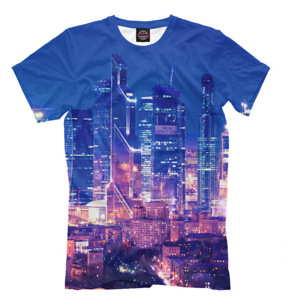 Мужская футболка с изображением Москва цвета Грязно-голубой