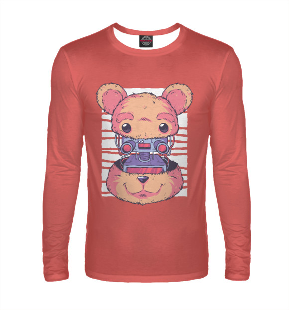 Мужской лонгслив с изображением Teddy bear цвета Белый