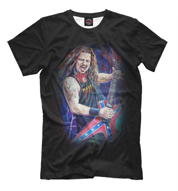 Мужская футболка с притом Dimebag Darrell цвета Черный Мужская футболка с изображением Dimebag Darrell цвета Черный