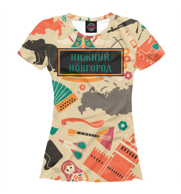 Футболка для девочек с изображением Нижний Новгород цвета Белый