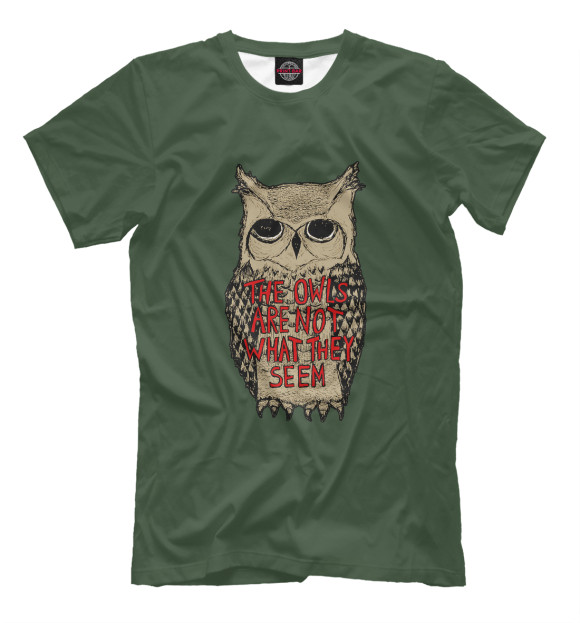 Мужская футболка с изображением The Owls Are Not What They Seem цвета Серый