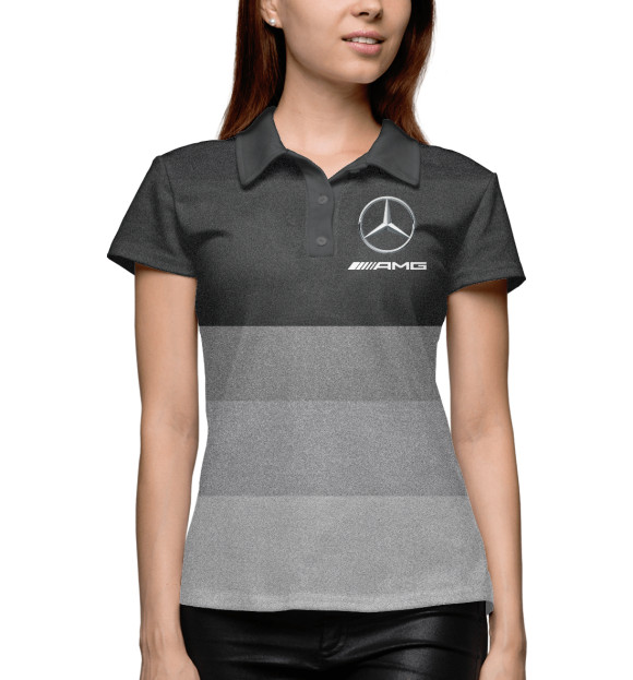 Женское поло с изображением Mercedes-Benz цвета Белый