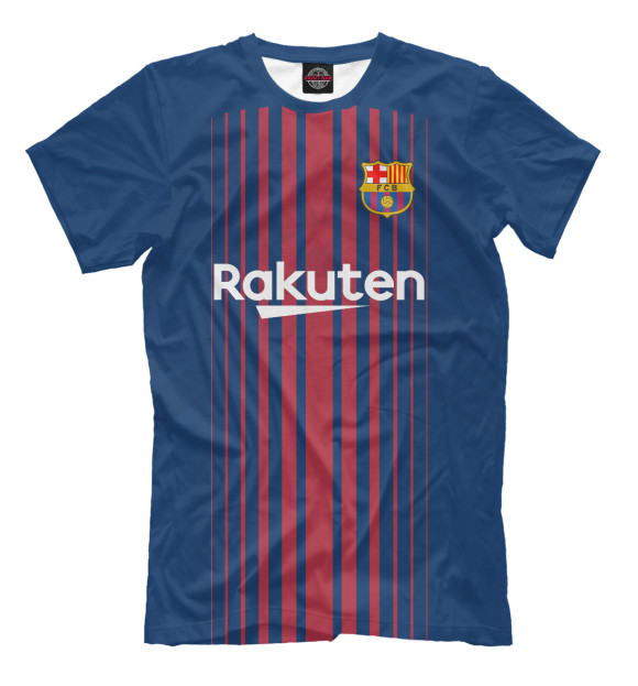 Мужская футболка с изображением Барселона Форма Домашняя 17/18 цвета Молочно-белый