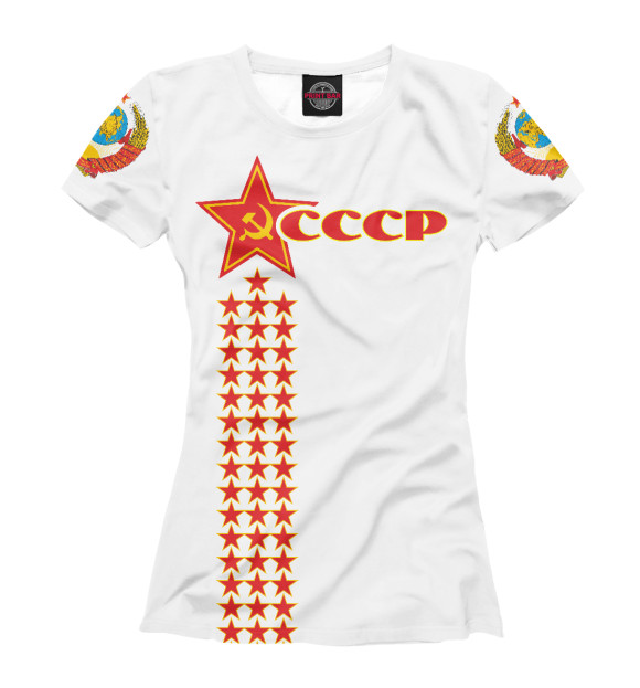 Футболка для девочек с изображением СССР (звезды на белом фоне) цвета Белый