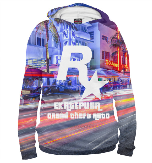 Женское худи с изображением Екатерина в стиле GTA цвета Белый
